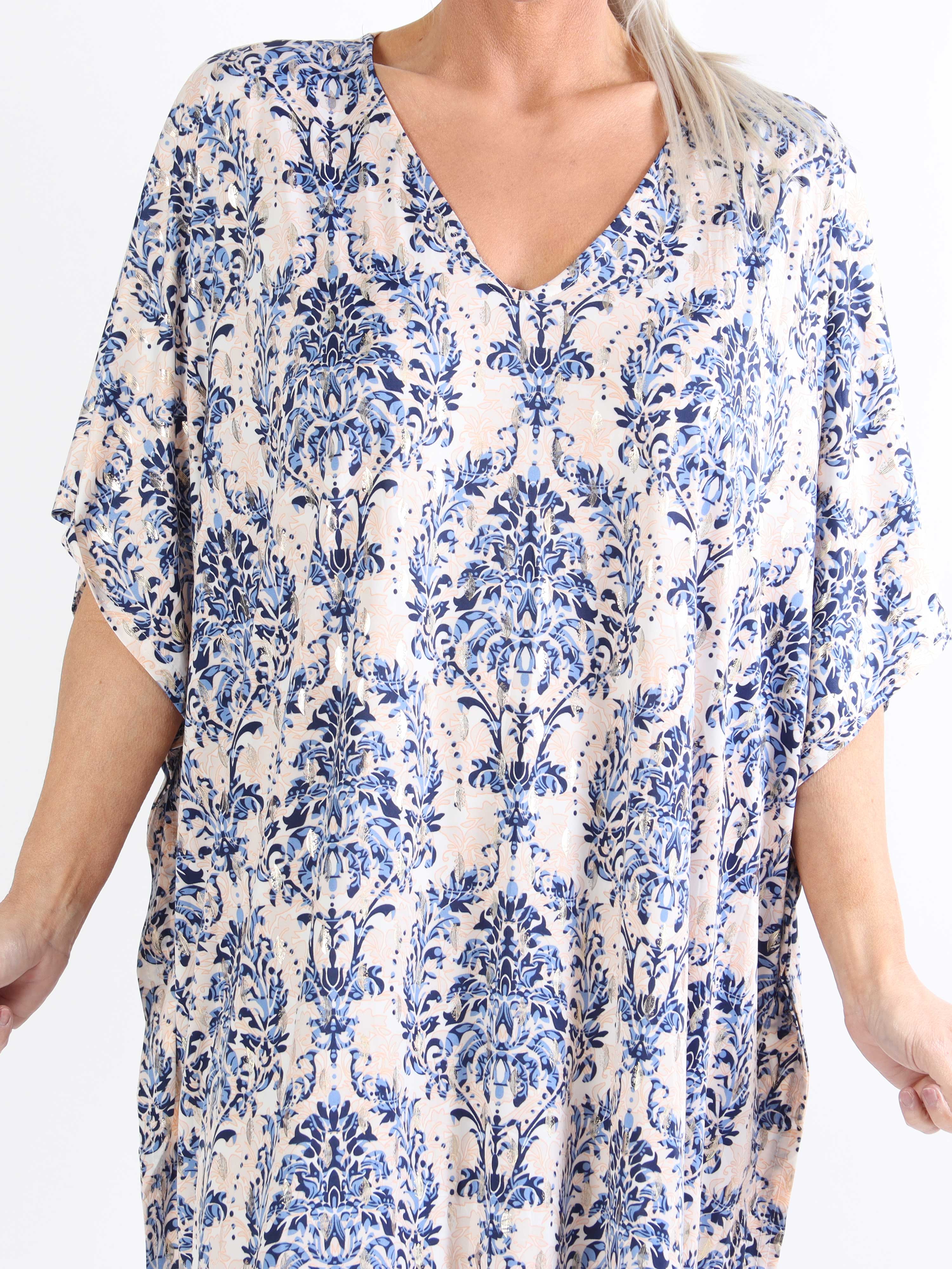 Azmina Royal - Tunikaklänning i plus size med resår och lös passform